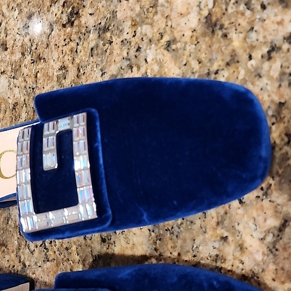 Gucci Madelyn Crystal Logo Cobalt Mules - SZ 40 - Picture 6 of 17